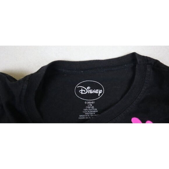 DISNEY MINNIE MOUSE - SUPER CUTE BLACK GRAPHIC T-SHIRT - GIRLS SIZE L 10-12 - Picture 3 of 5